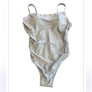 Women’s Shade & Shore New Size 17 Metallic Silver Gray One Piece Swimsuit